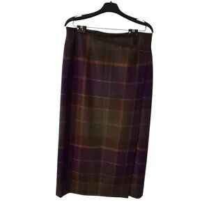 Talbots vintage skirt womens 12 long 100% wool wrap plaid